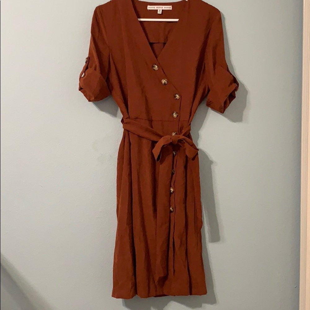 Casual Brown Button up Dress
